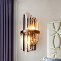 Modernist brass and clear crystal prism sconce – bedroom wall lamp