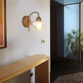 Modernist brass clear glass wall lamp bedroom sconce