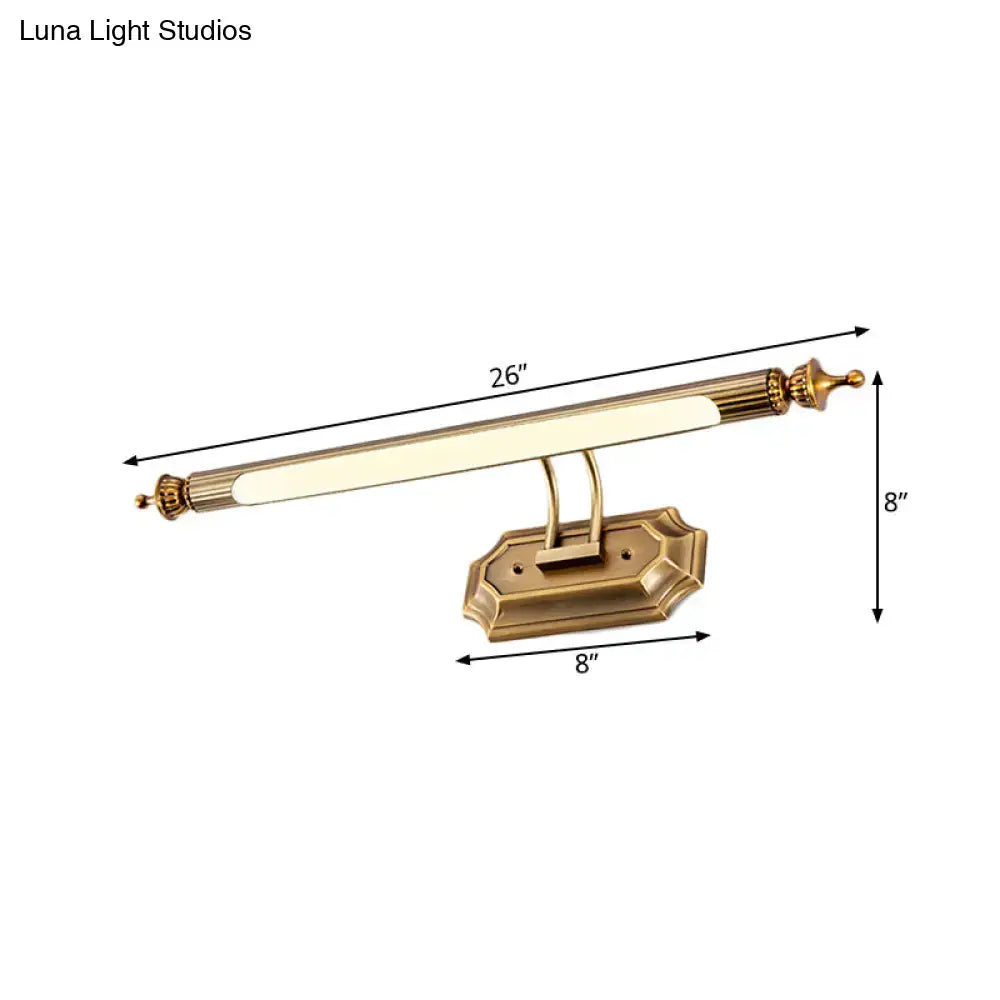 Modernist brass led vanity light fixture bathroom frosted glass sconce