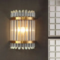 Modernist clear crystal wall sconce gold finish living room light