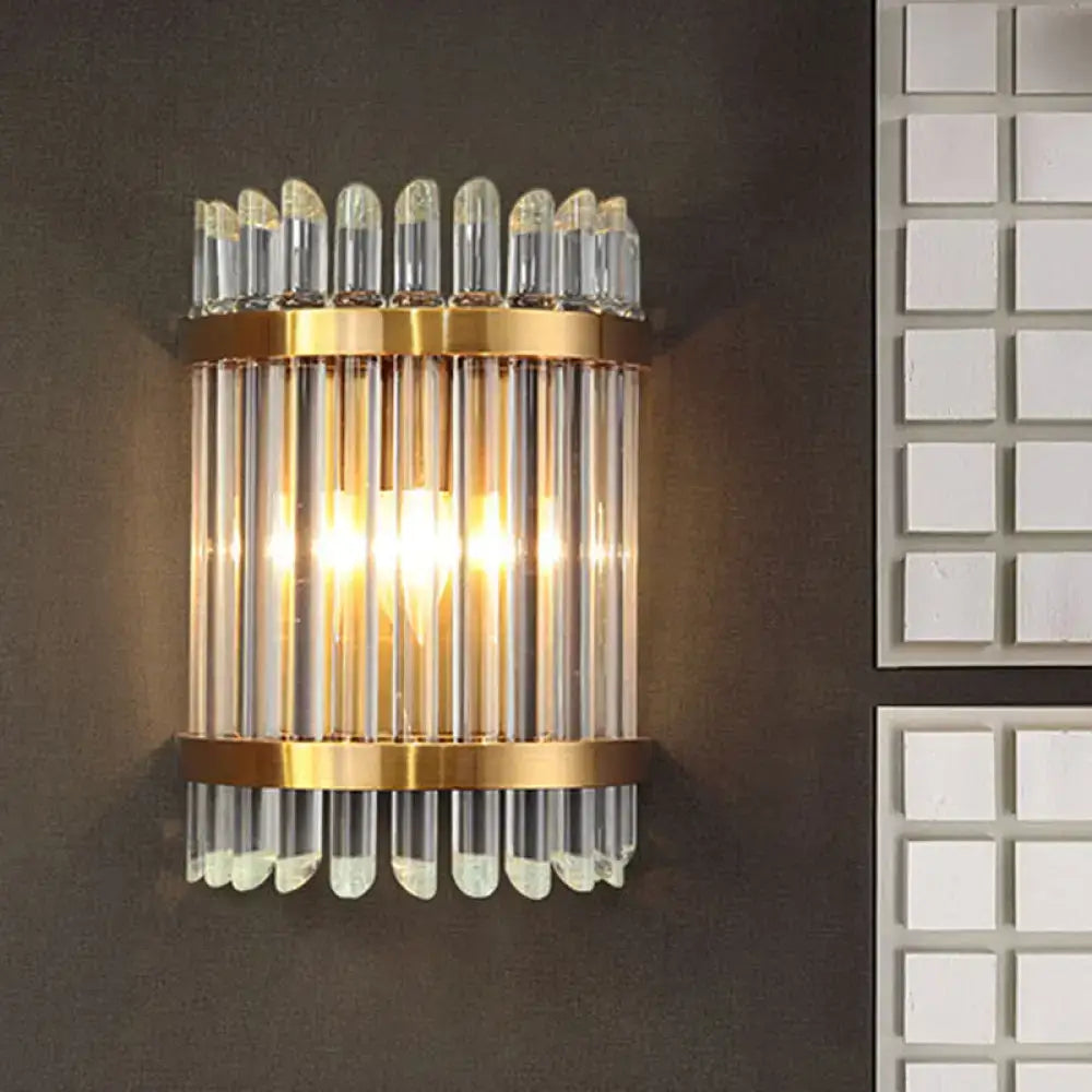 Modernist clear crystal wall sconce gold finish living room light