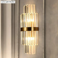 Modernist gold and clear crystal cylinder wall lighting living room