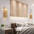 Modernist gold & clear cylinder wall light fixture bedroom sconce