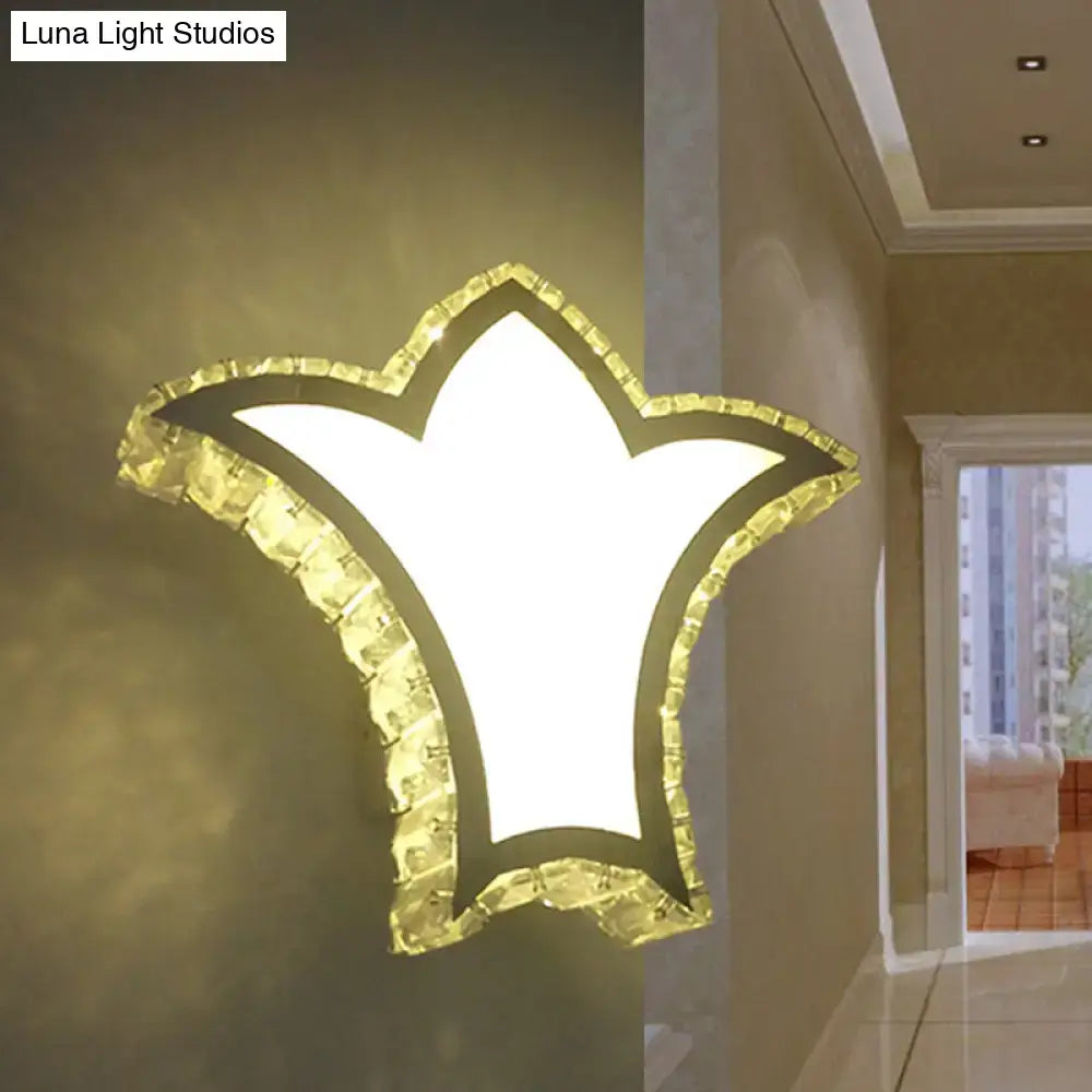 Modernist gold crown wall light with clear k9 crystal for bedroom