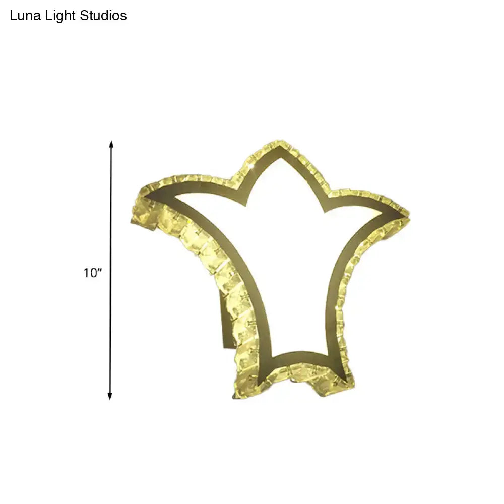 Modernist gold crown wall light with clear k9 crystal for bedroom