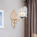 Modernist gold crystal conical shade wall light for living room