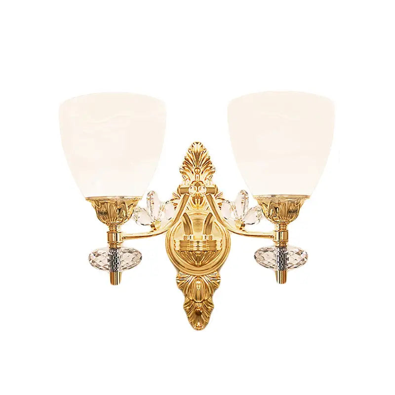 Modernist gold finish crystal wall light bedroom sconce
