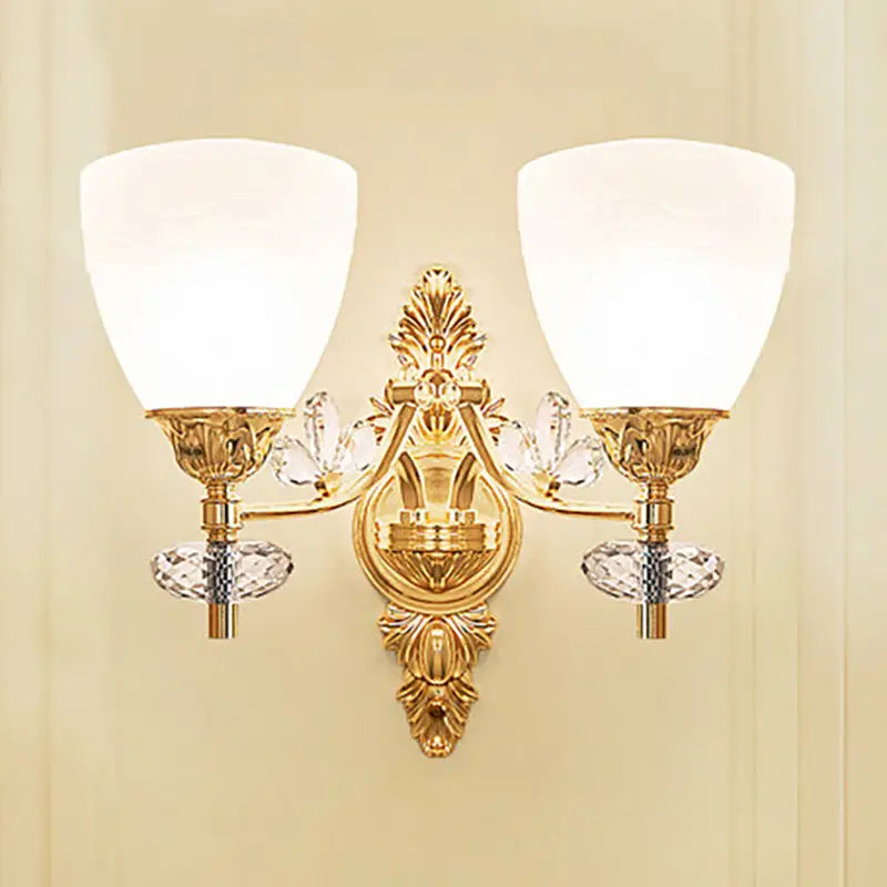 Modernist gold finish crystal wall light bedroom sconce