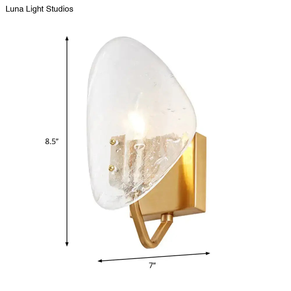 Modernist gold glass shield wall lamp bedroom sconce light