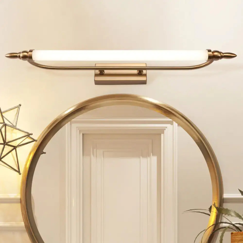 Modernist gold tube metal vanity wall light bathroom fixture