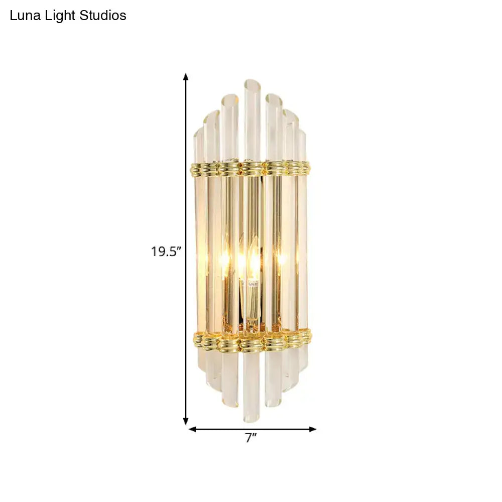 Modernist gold wall sconce lamp with crystal tubes bedroom light