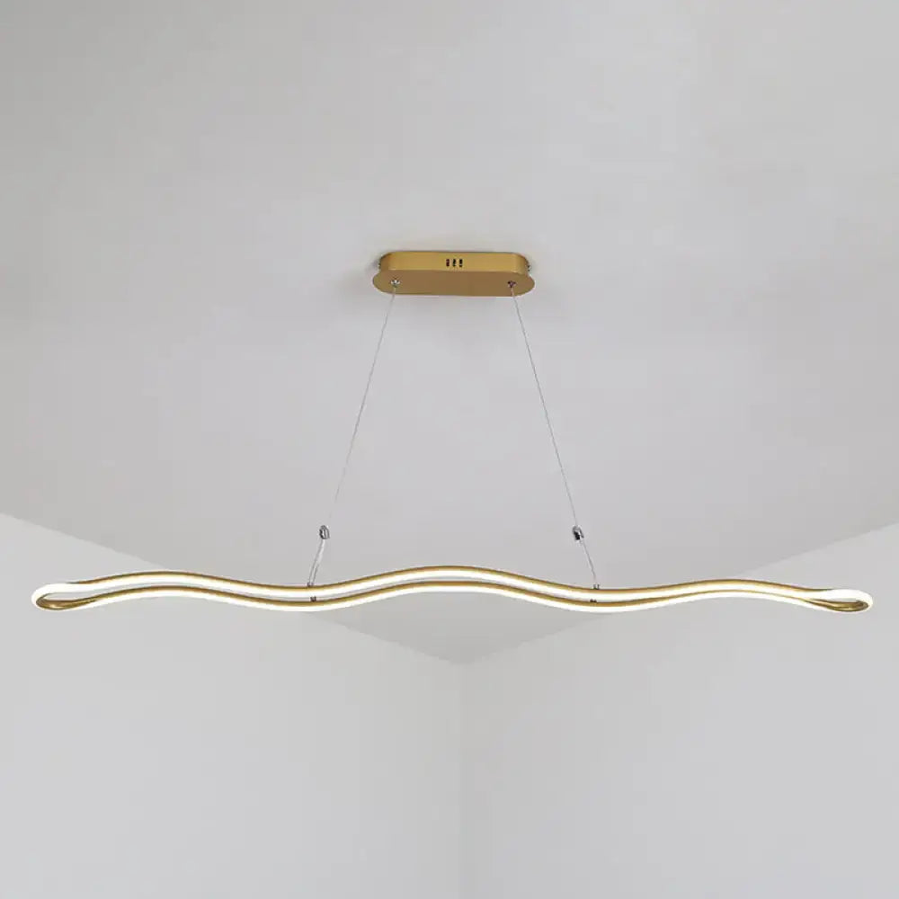 Modernist gold wavy led island pendant dining room light