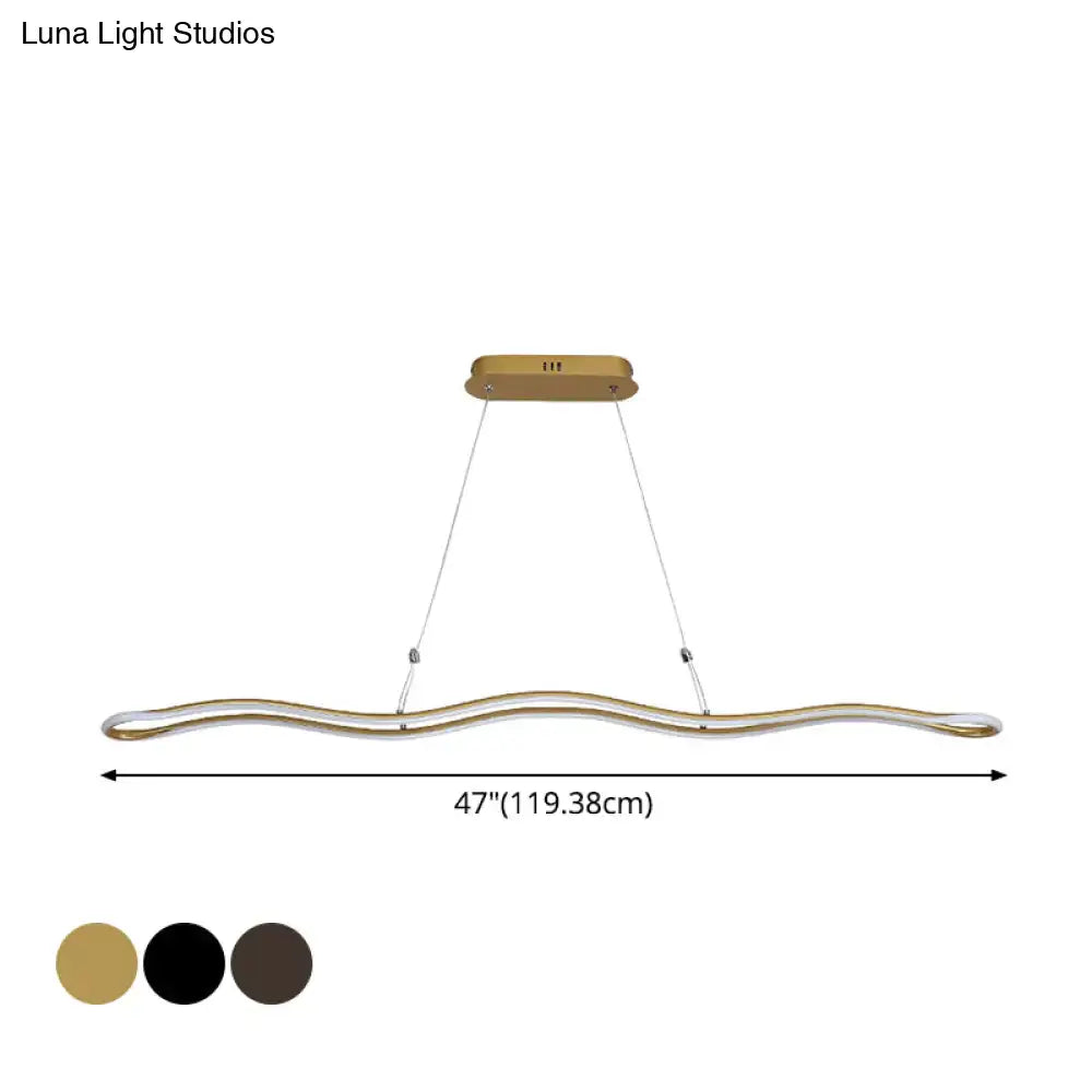 Modernist gold wavy led island pendant dining room light