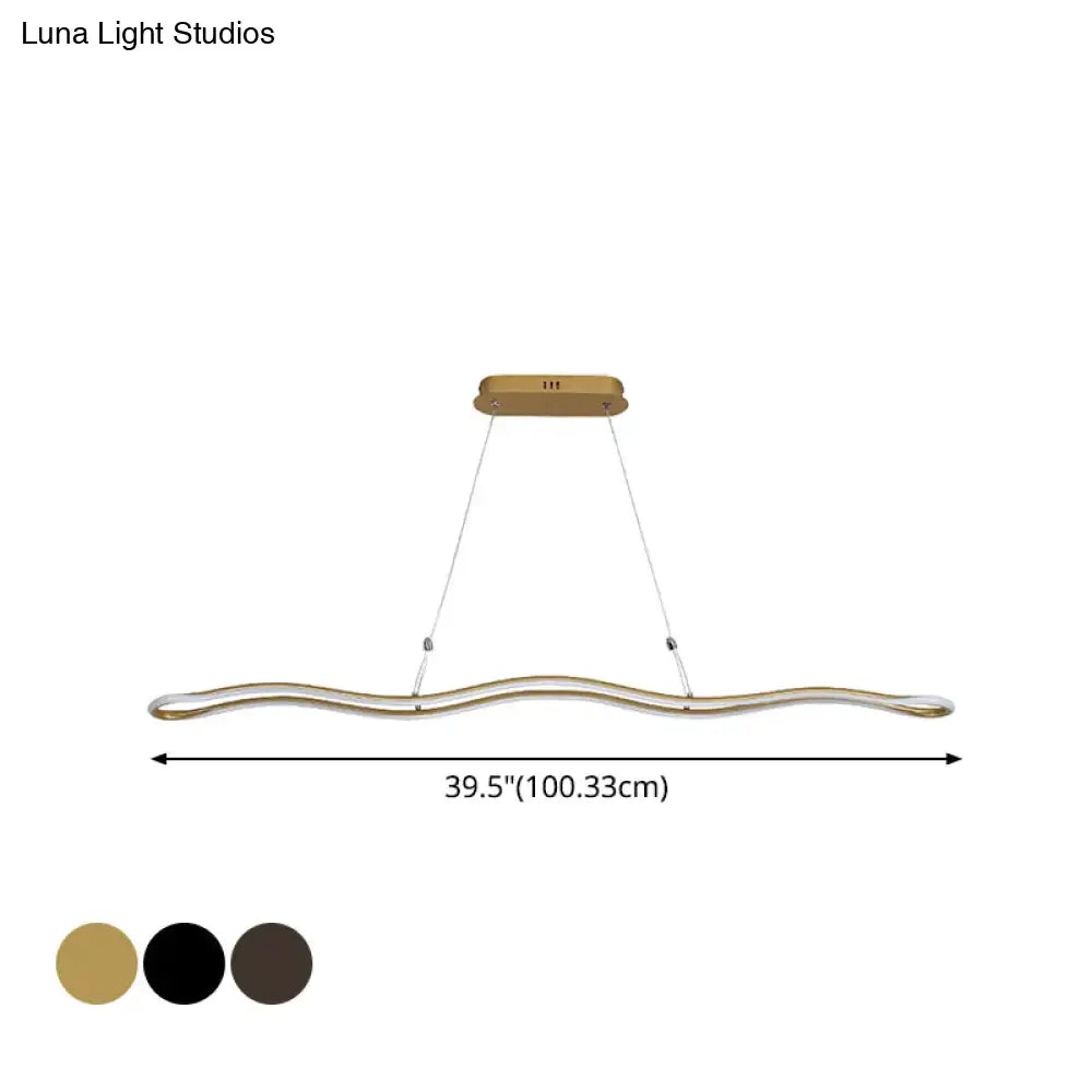 Modernist gold wavy led island pendant dining room light