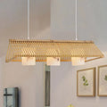 Modernist linear island lighting bamboo 3-light dining room lamp