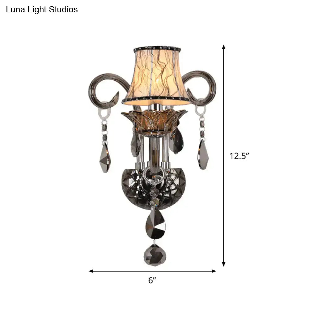 Modernist smoke grey crystal sconce living room wall mounted lighting