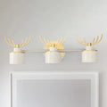 Modernist white & gold elk antler wall light sconce for bathroom