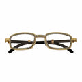 BLING TWO - Rhinestone Retro 90s Metal Rectangle Glasses Gold Clear Lens