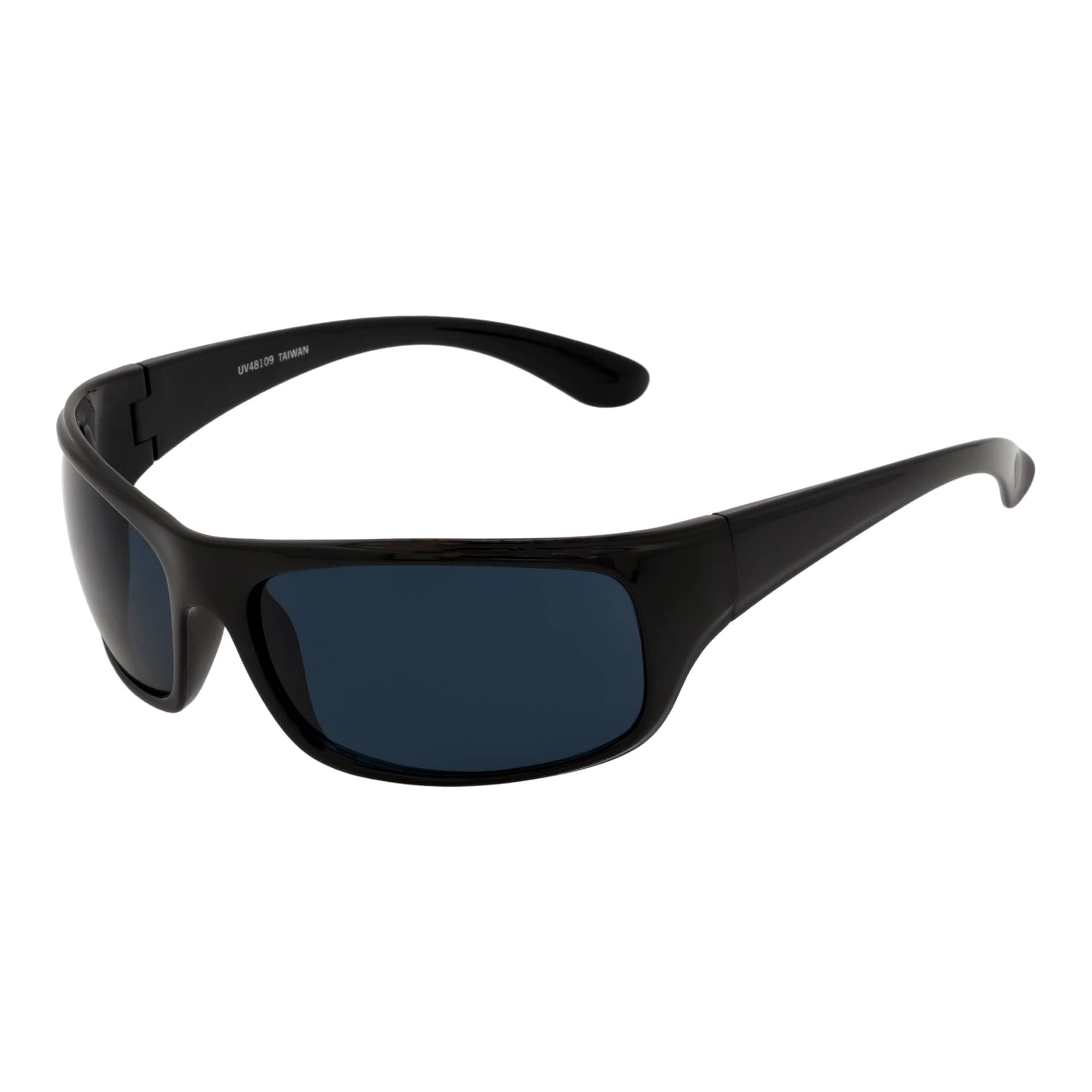 MACHADO - Modern Rectangle Sports Wraparound Sunglasses Gloss Black Dark Smoke