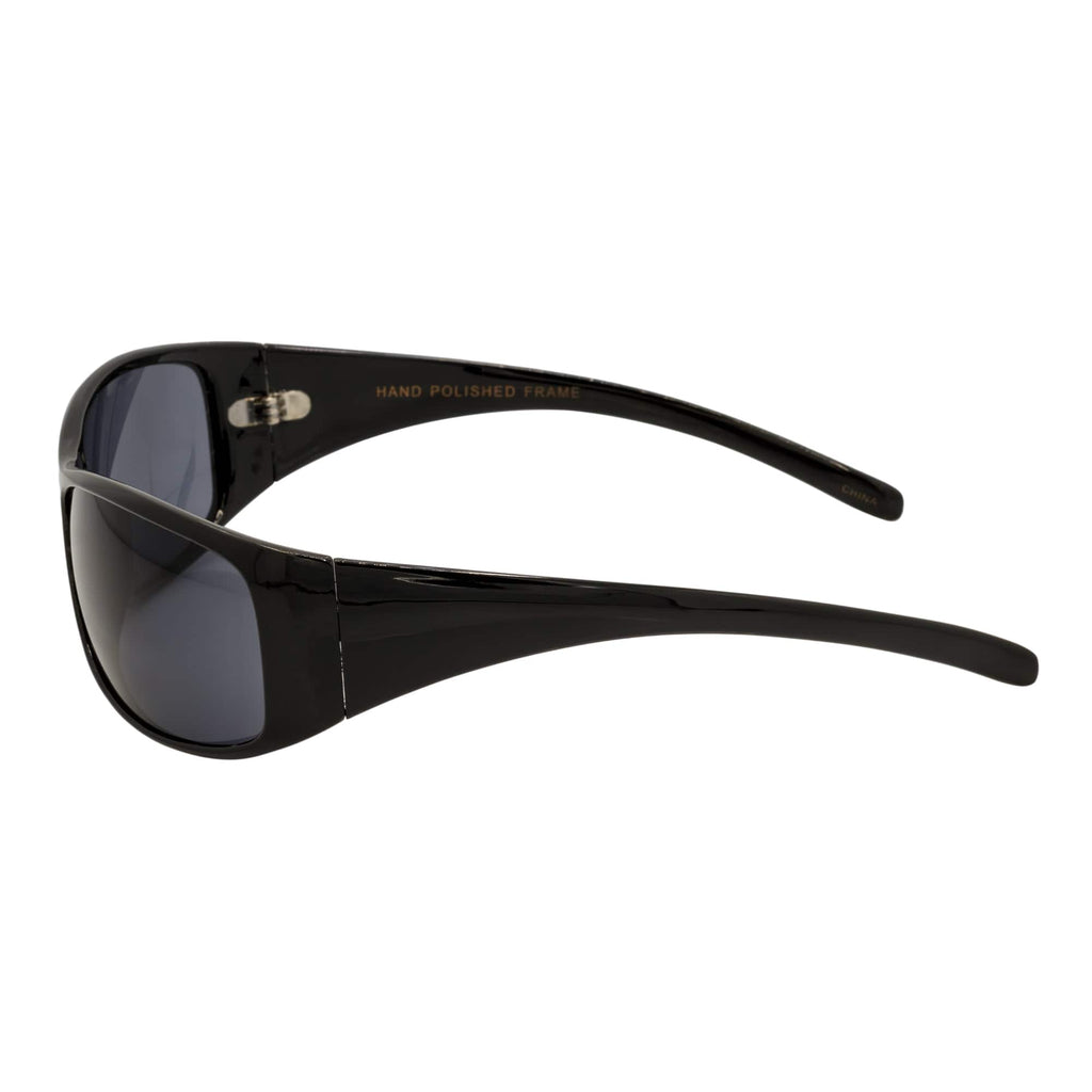 RAVEN - Modern Oval Sports Wraparound Sunglasses Gloss Black Smoke