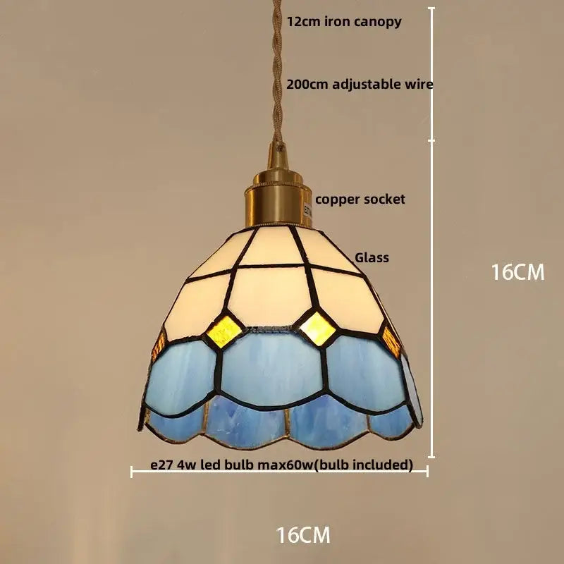 Mosaic floral & conch glass led pendant light dining room