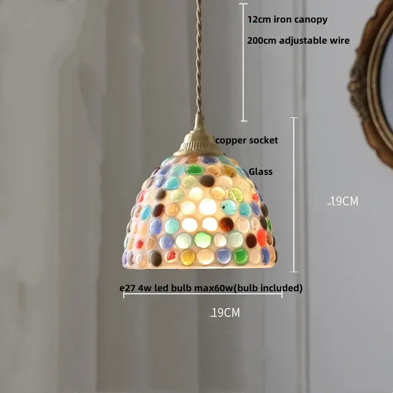 Mosaic floral & conch glass led pendant light dining room