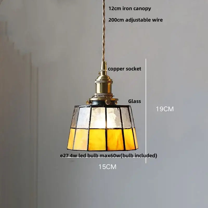 Mosaic floral & conch glass led pendant light dining room