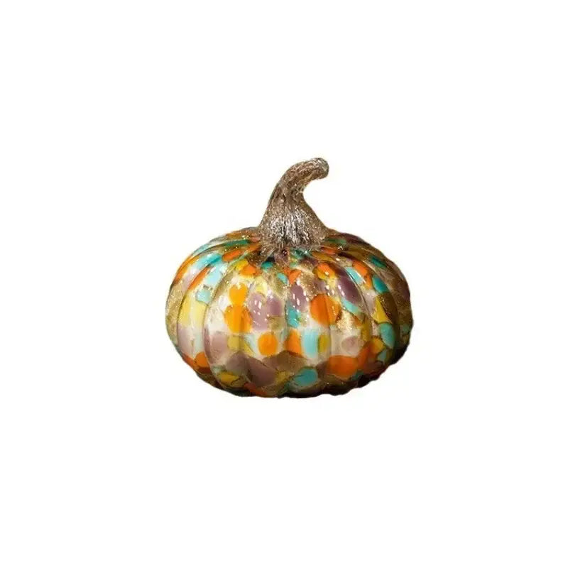 Mosaic orange & teal transparent glazed pumpkin sculpture living room decor