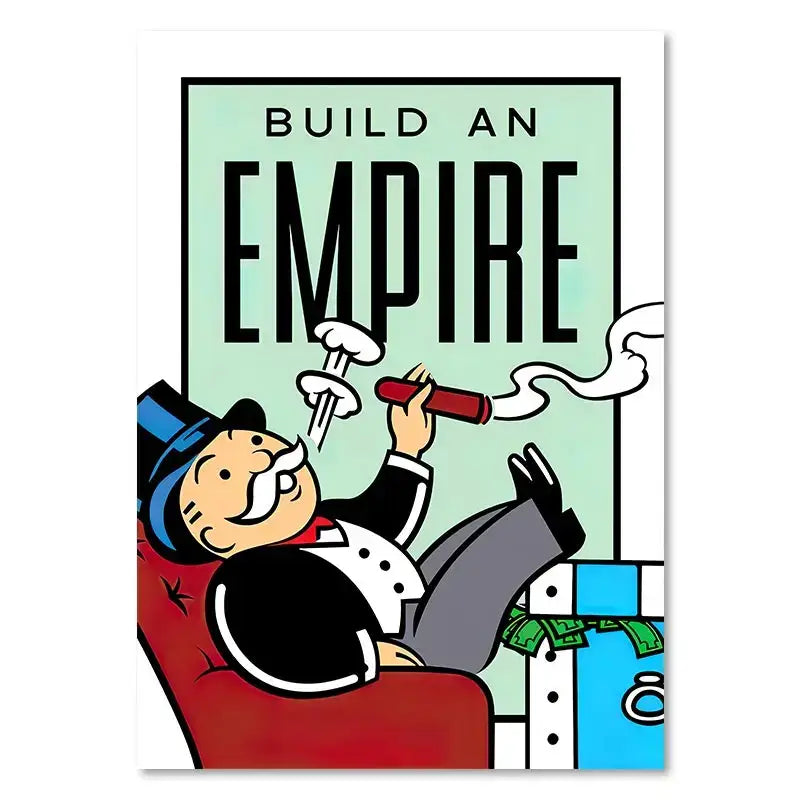 Monopoly millionaire dollar cartoon canvas art for office or bedroom