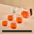 Mountain base glass tea cup set with wood handle dining room filter
