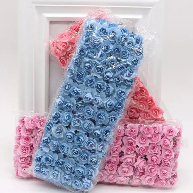 Multi color 144pcs 2cm artificial paper roses wedding decor bedroom
