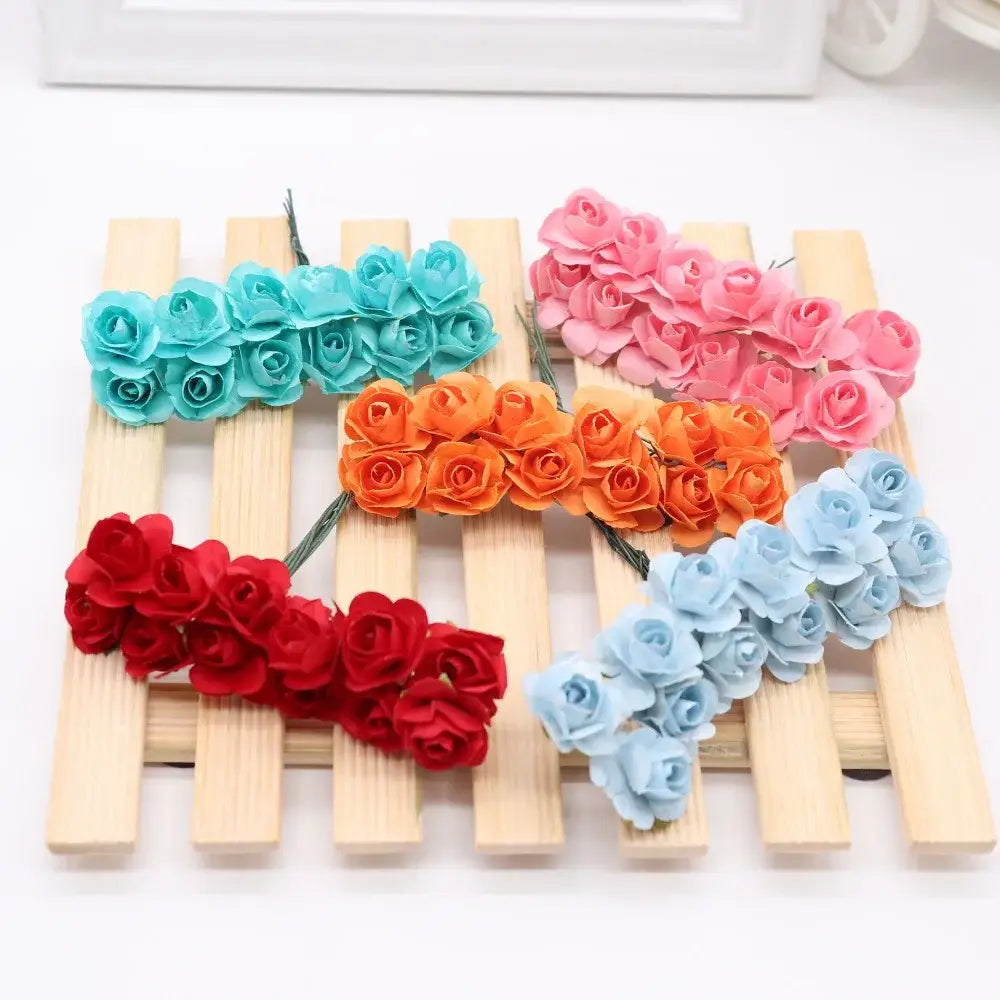 Multi color 144pcs 2cm artificial paper roses wedding decor bedroom