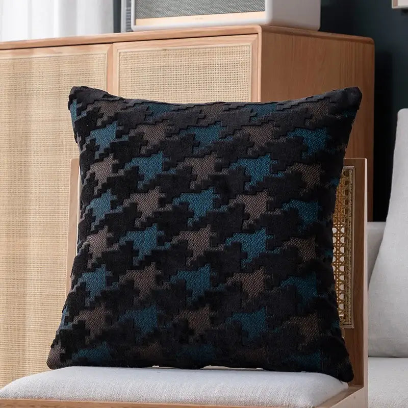 Multi-color houndstooth luxury pillow cover – living room decor