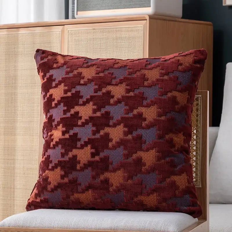Multi-color houndstooth luxury pillow cover – living room decor