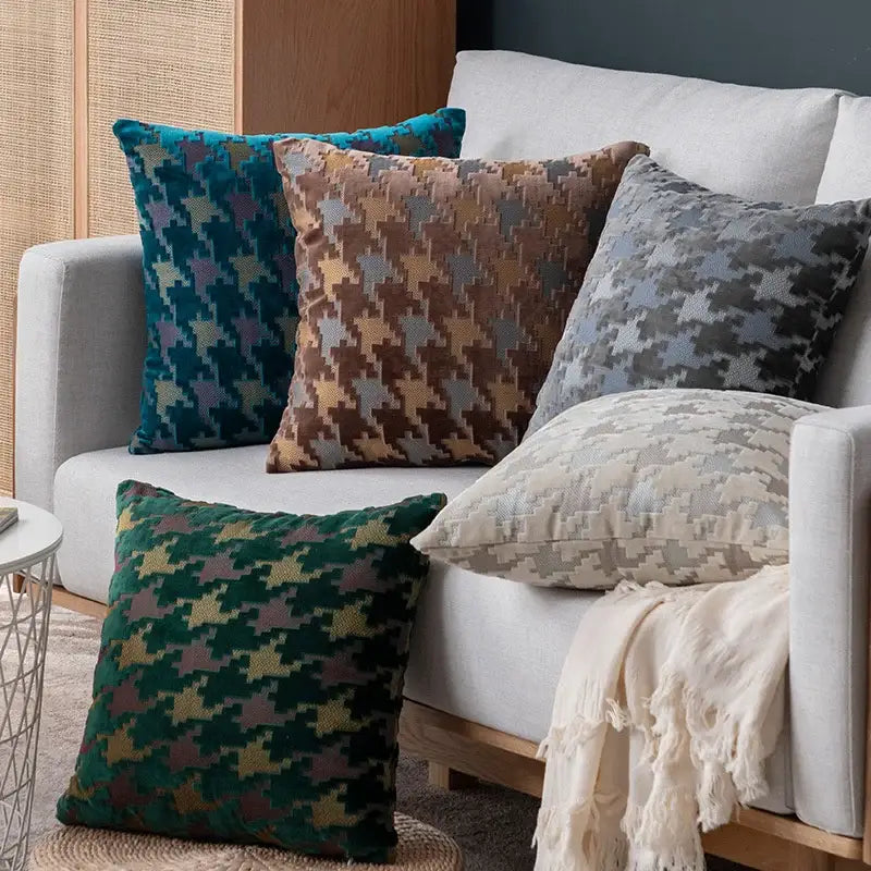 Multi-color houndstooth luxury pillow cover – living room decor