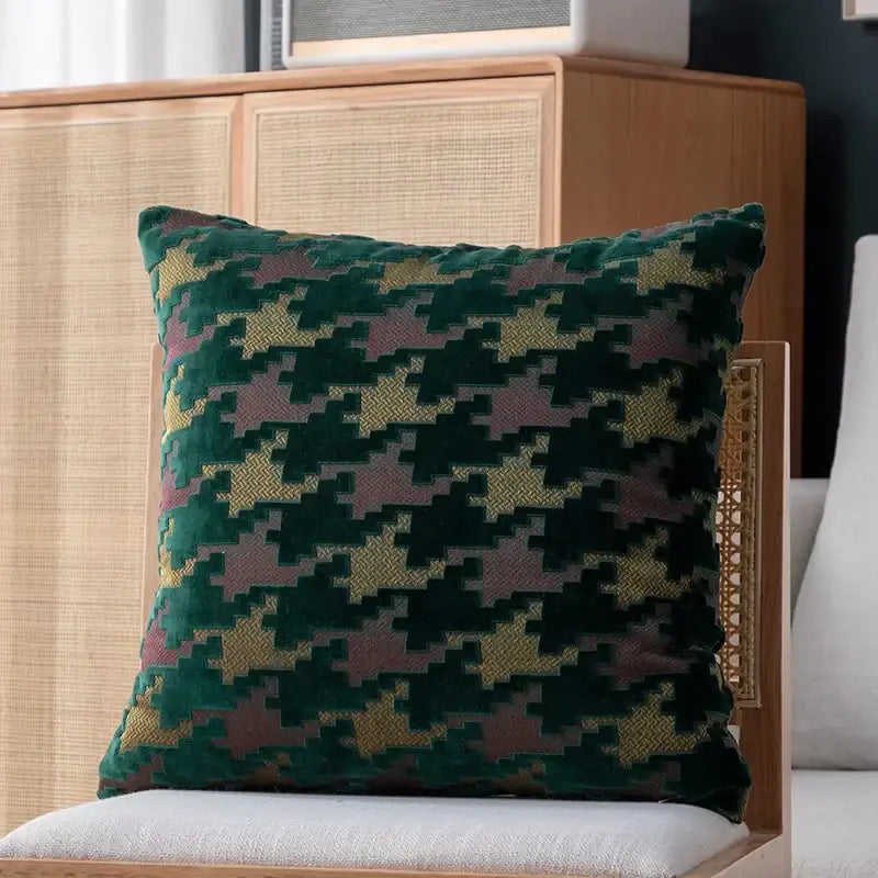 Multi-color houndstooth luxury pillow cover – living room decor