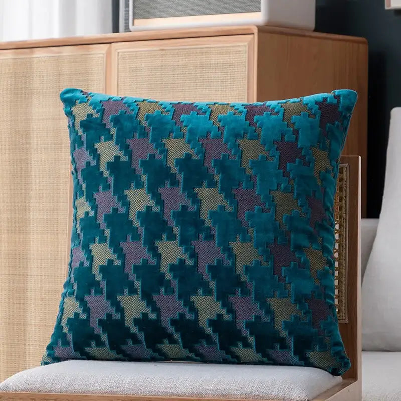 Multi-color houndstooth luxury pillow cover – living room decor