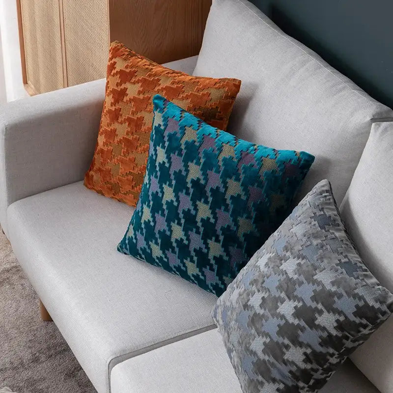 Multi-color houndstooth luxury pillow cover – living room decor