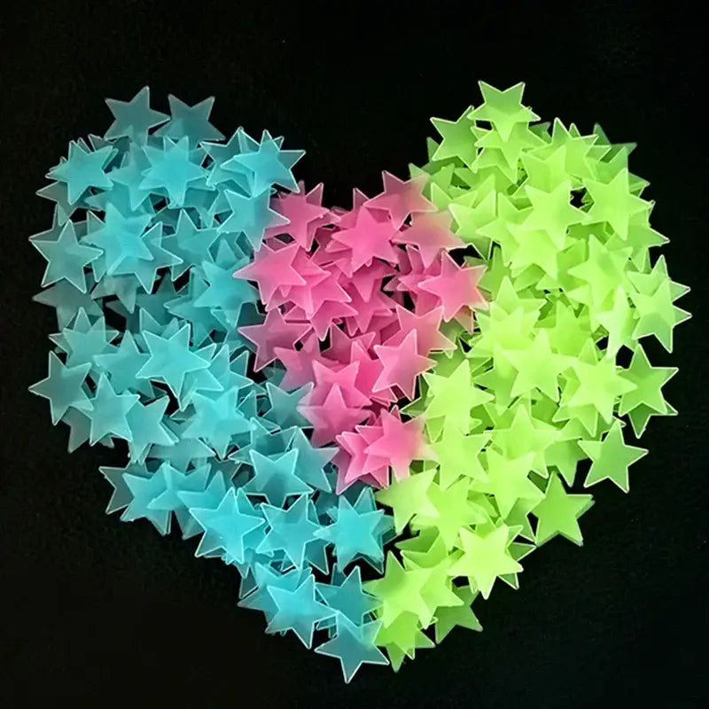 Multicolor stars glow dark wall stickers bedroom luminous decor