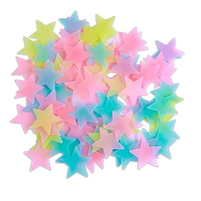 Multicolor stars glow dark wall stickers bedroom luminous decor