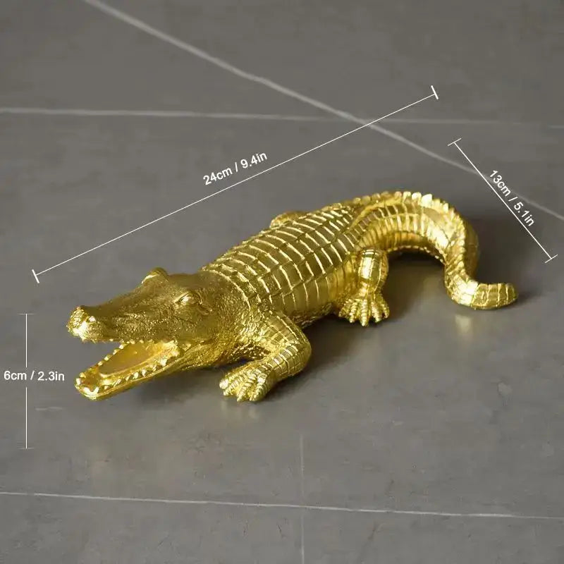 Multicolor striped crocodile wildlife sculpture living room decor