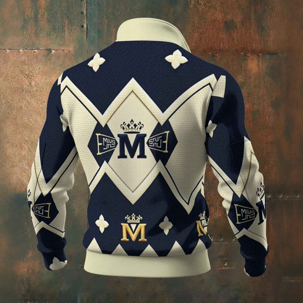 MUNSIEUR All-Over Print Coat Men's Thick Knit Fleece New Arrivals