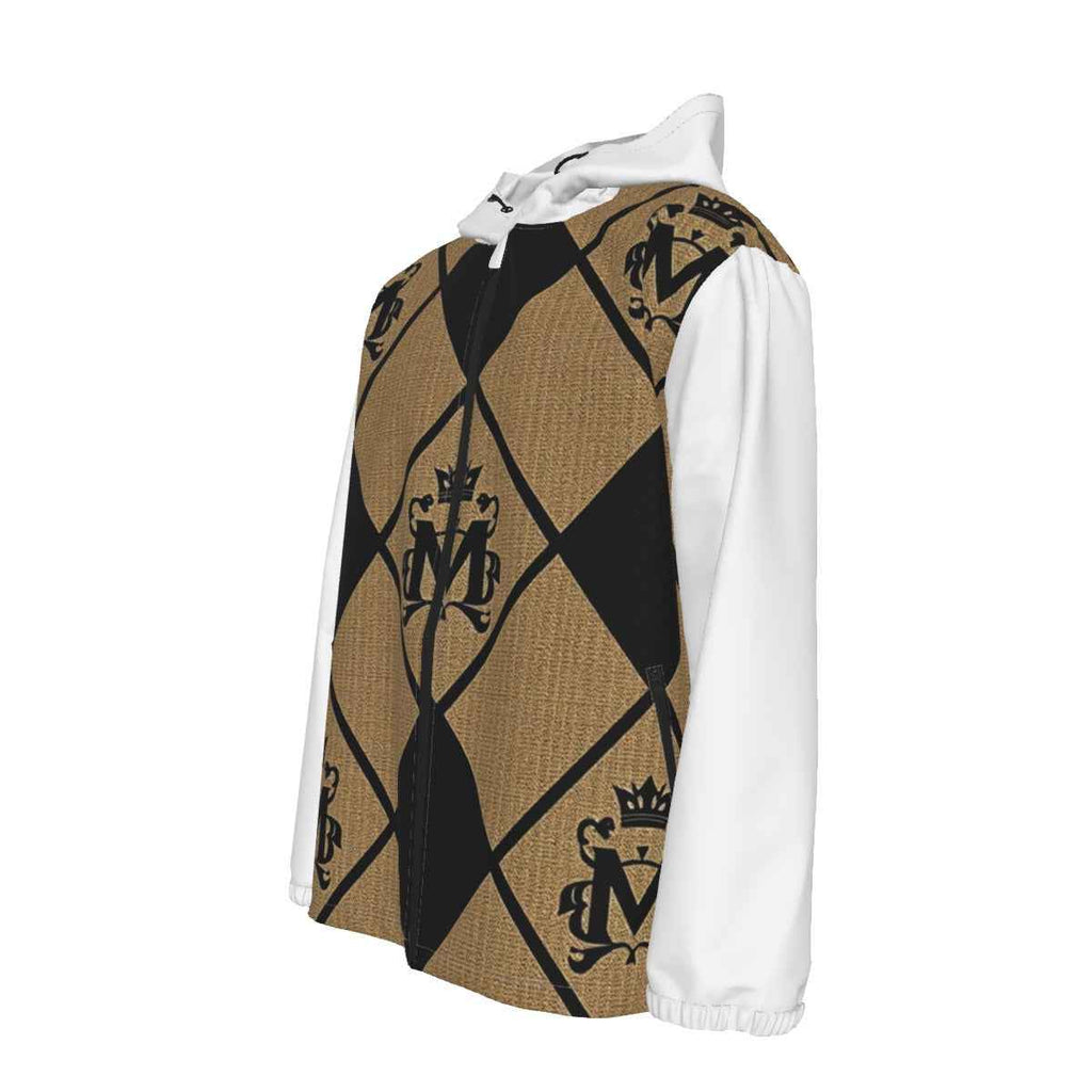 MUNSIEUR All-Over Print Coat Men's Windbreaker with Zipper