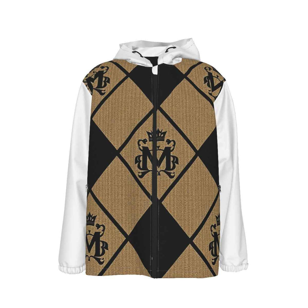 MUNSIEUR All-Over Print Coat Men's Windbreaker with Zipper