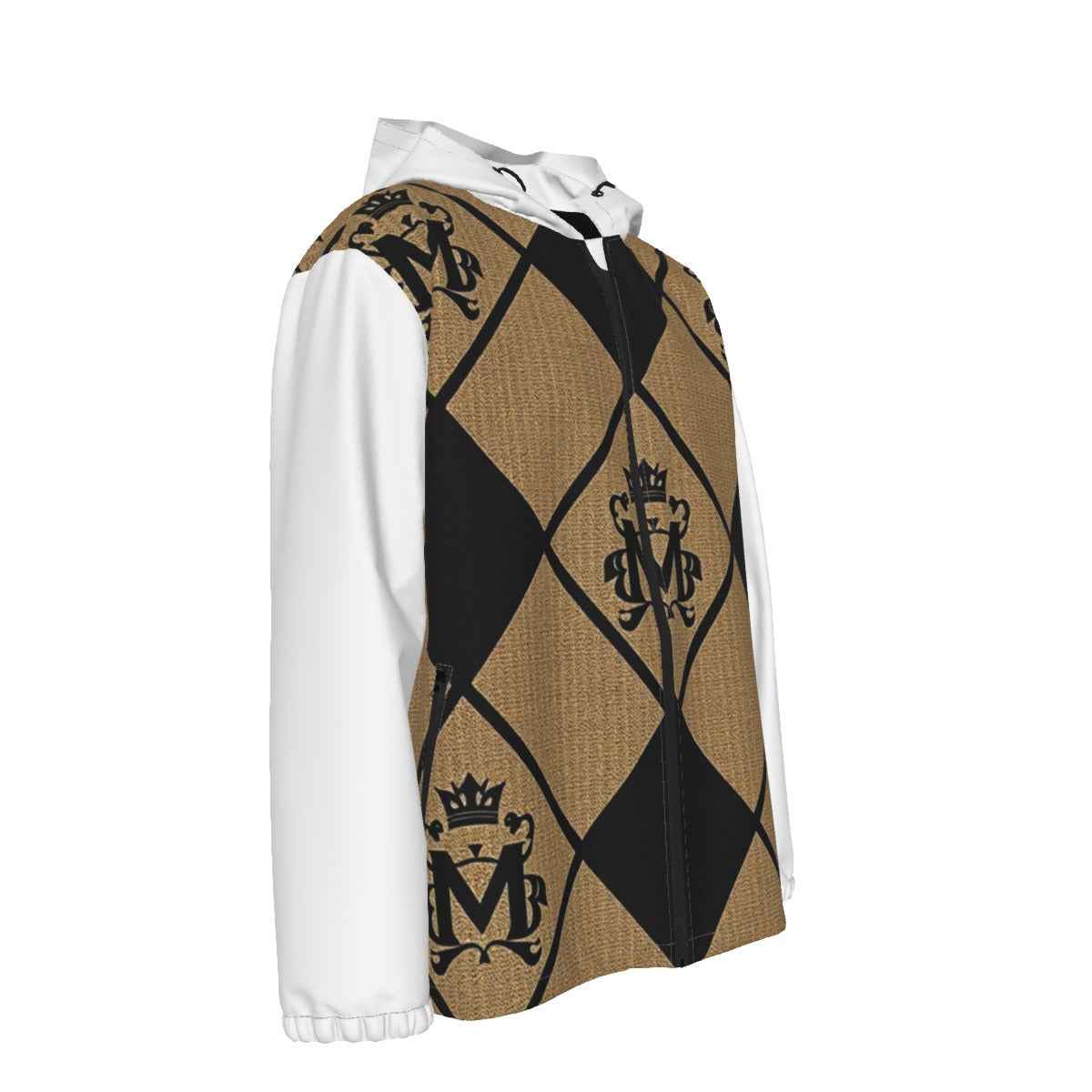 MUNSIEUR All-Over Print Coat Men's Windbreaker with Zipper