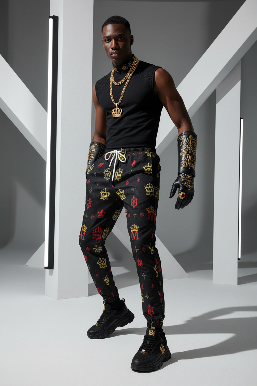MUNSIEUR All-Over Print Joggers Cotton
