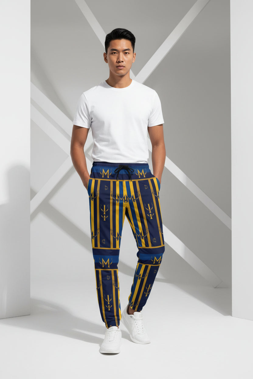Blue 310GSM All-Over Print Joggers – Heavy Cotton | MUNSIEUR