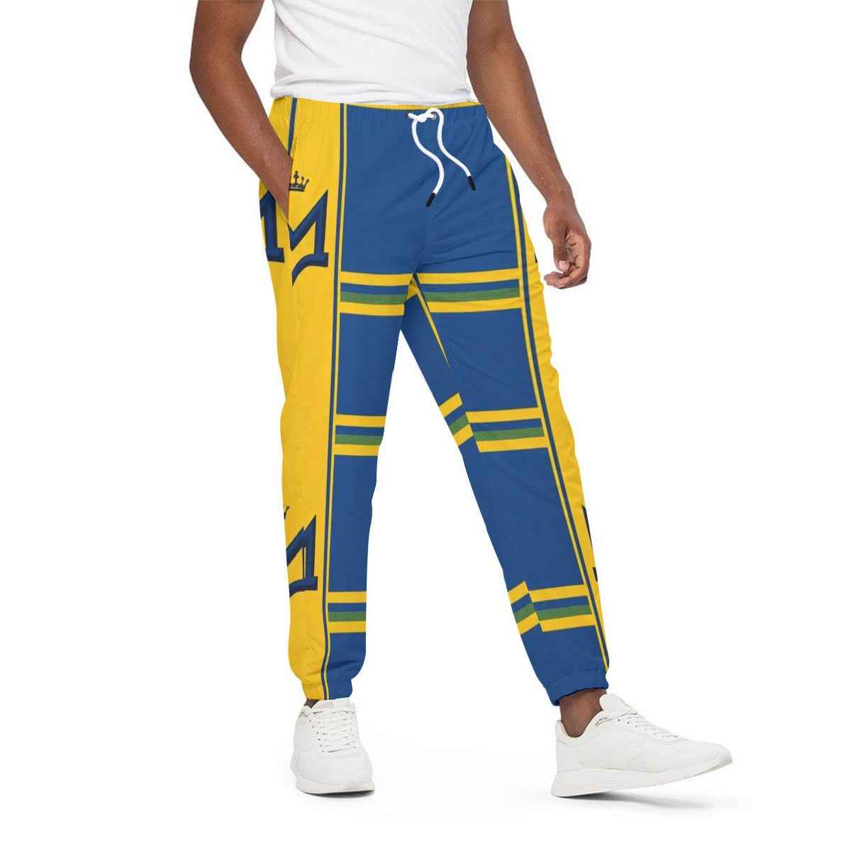 Blue 310GSM All-Over Print Joggers – Heavyweight Cotton | MUNSIEUR