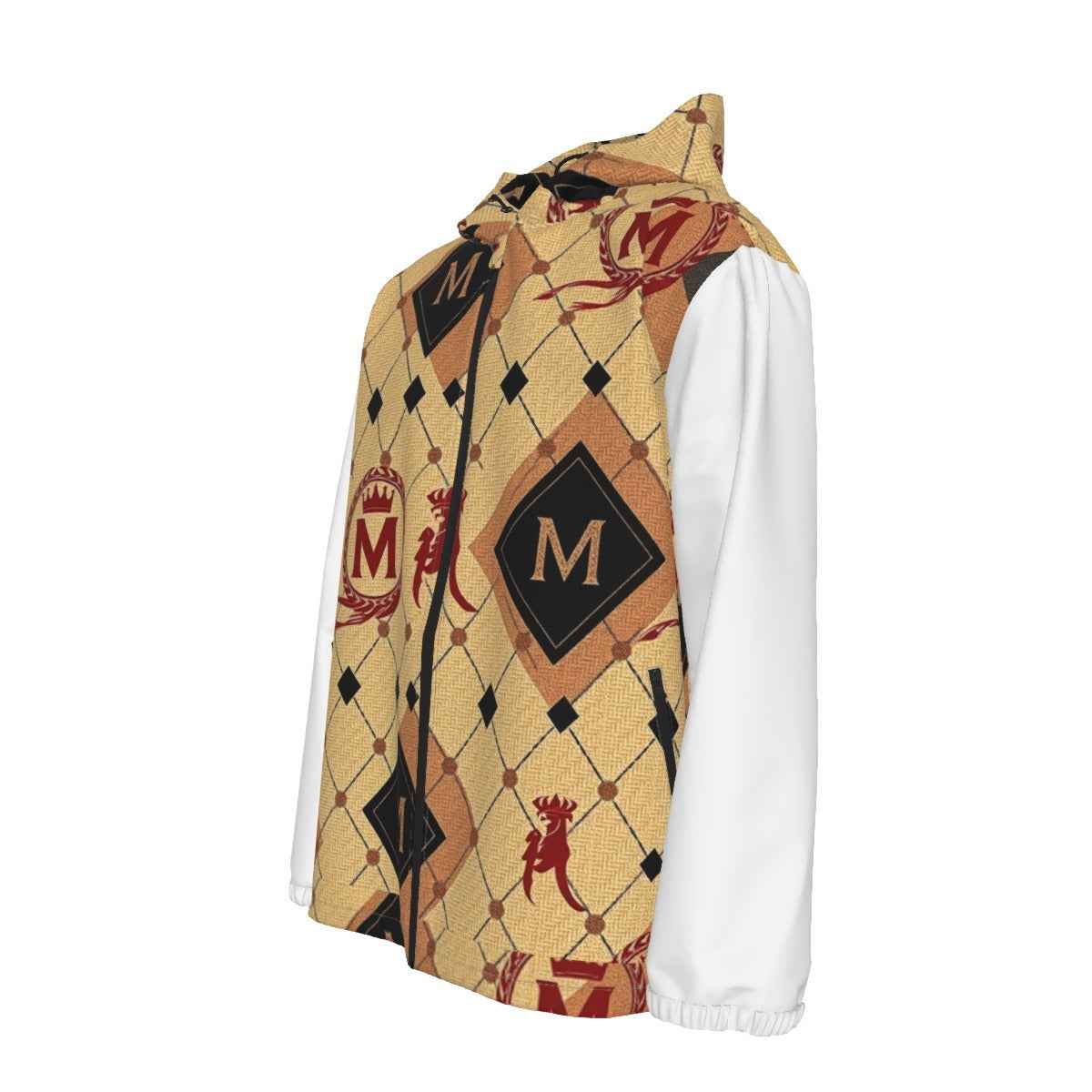 MUNSIEUR All-Over Print Men's Coat with Zipper Windbreaker