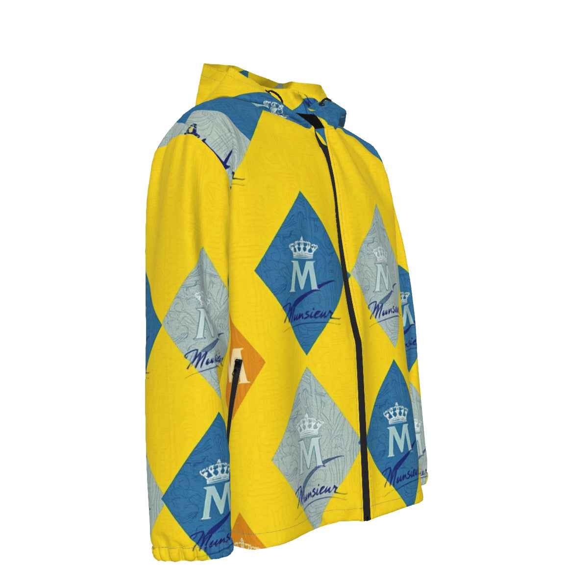 MUNSIEUR All-Over Print Men's Coat with Zipper Windbreaker